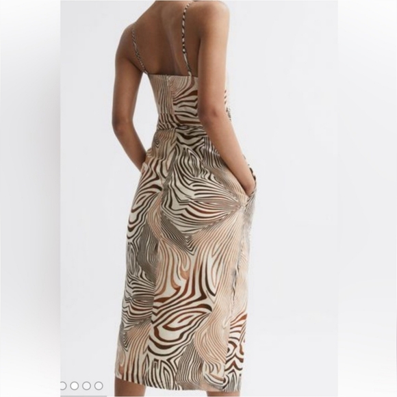 REISS | Rosie Animal Print Faux Wrap Style Dress - Picture 10 of 16